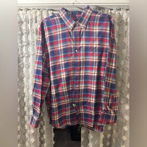 Saddlebred Red and Blue Plaid Button Down Shirt